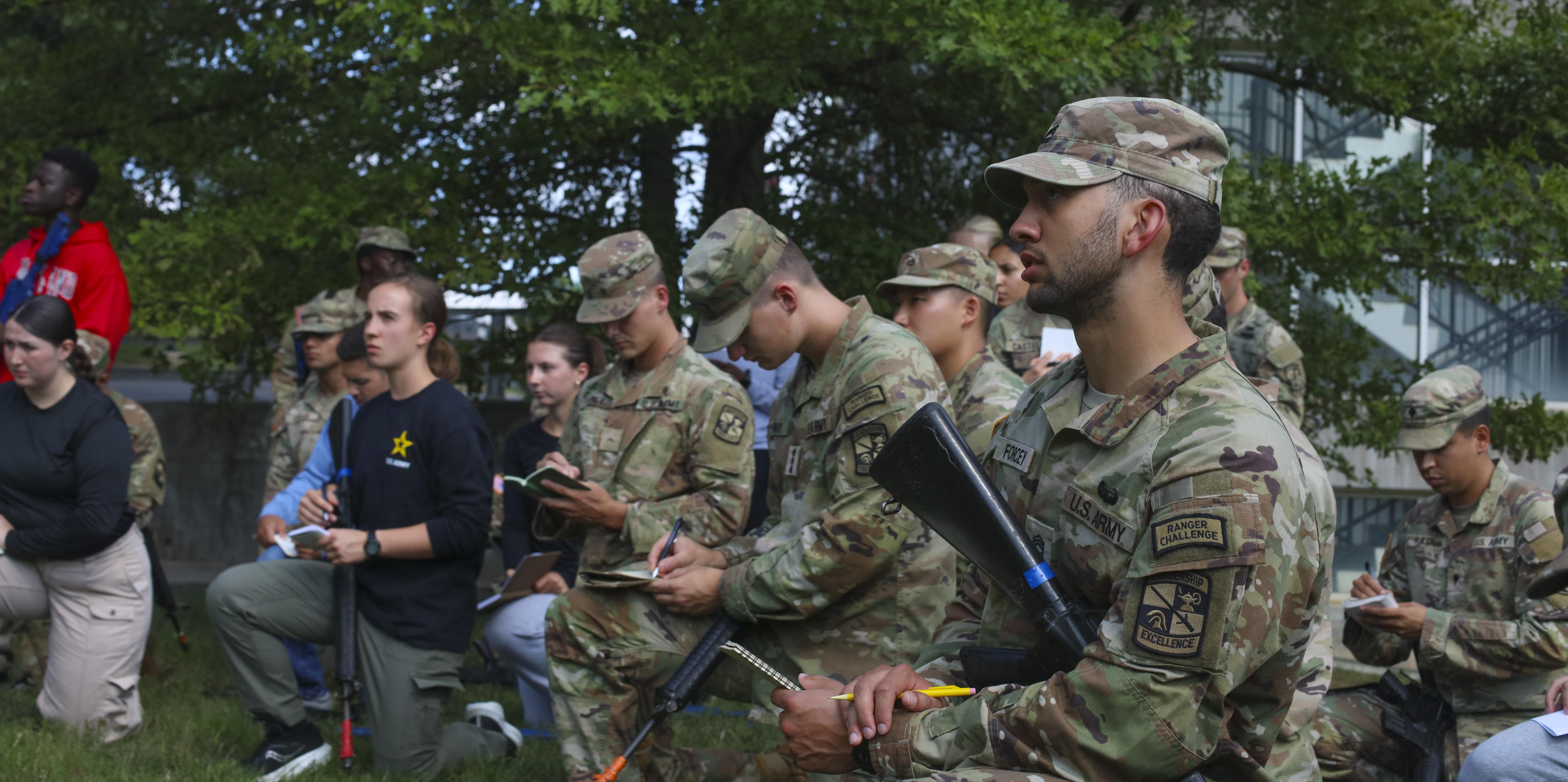 cadets kneeling during training 