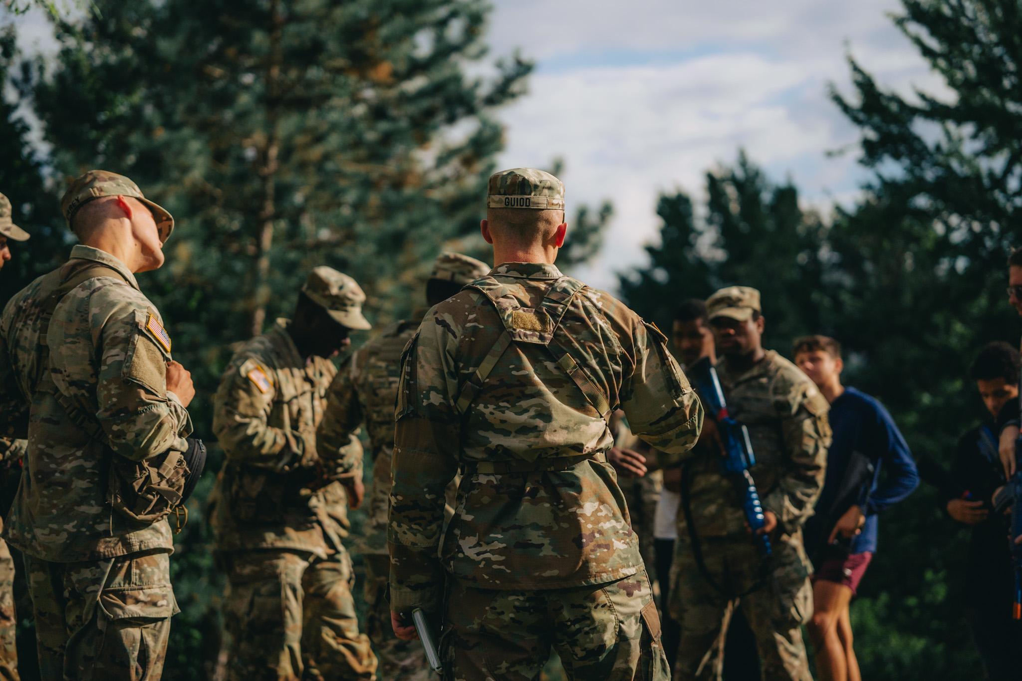 Army ROTC students are led through a training