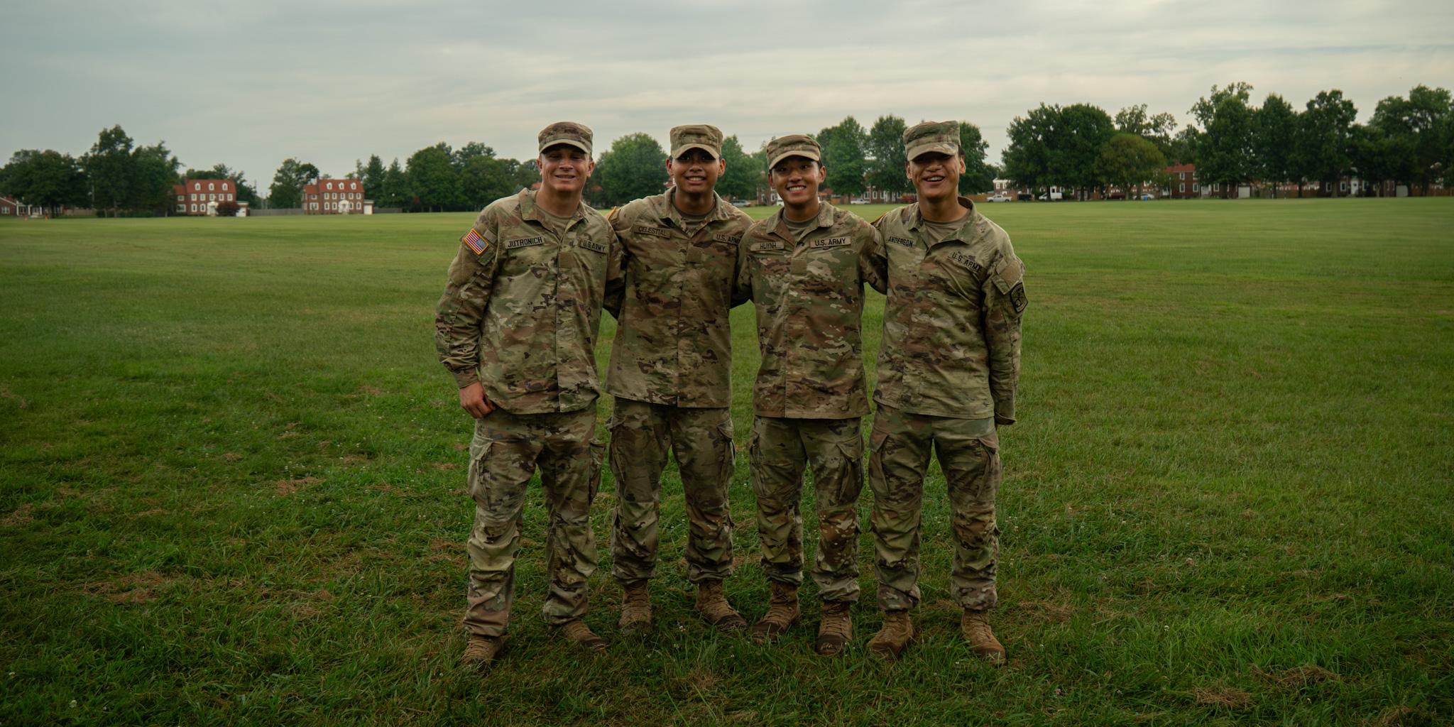 Army ROTC students pose for a photo